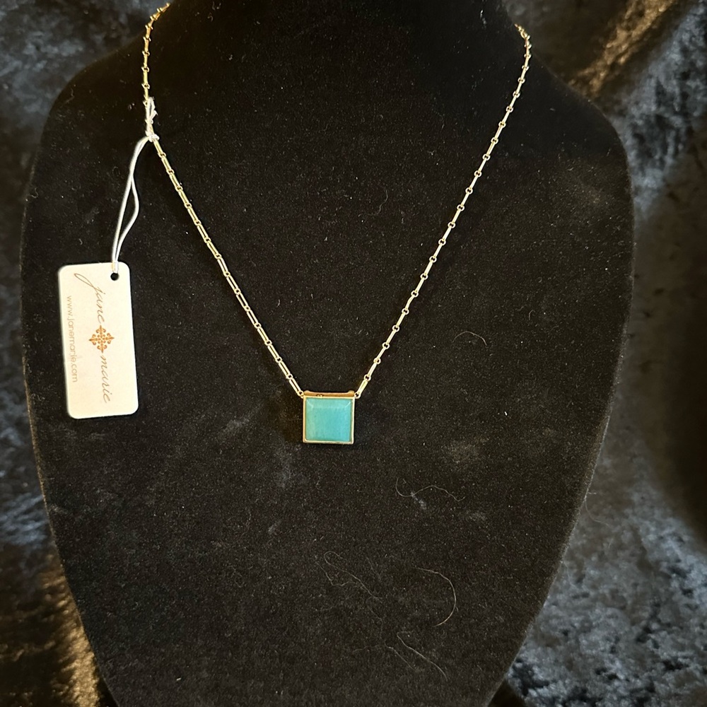 NWT Anne Marie Gold Necklace with Turquoise Pendant
